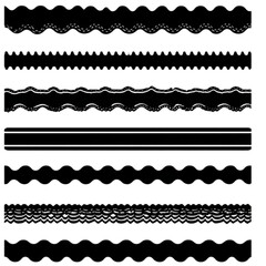 Collection of black seamless decorative borders and dividers.