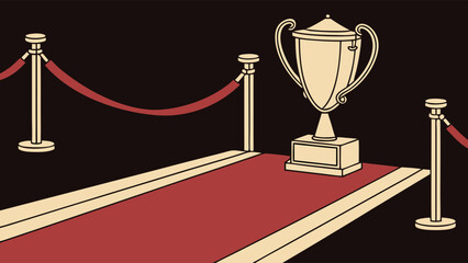 Award Ceremony Illustration Featuring a Trophy and Red Carpet.