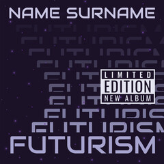 Futuristic Music Album Cover with Abstract Typography – Vector Illustration. EPS