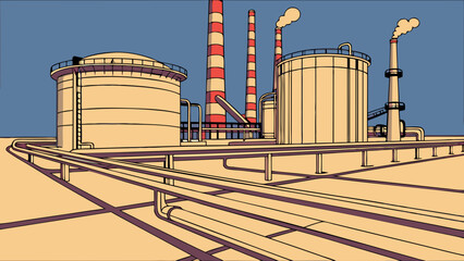 Industrial Plant Exterior Illustration.