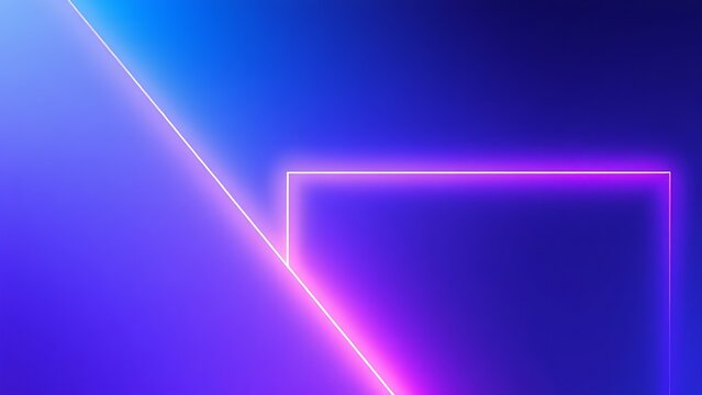 Futuristic composition of glowing geometric shapes in blue and purple gradients.