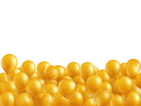 Gold balloons clustered at bottom of image