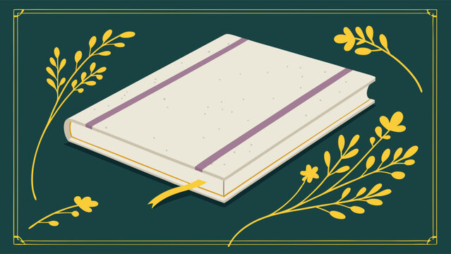 Stylized Journal on Green Background with Botanical Accents. - Powered by Adobe