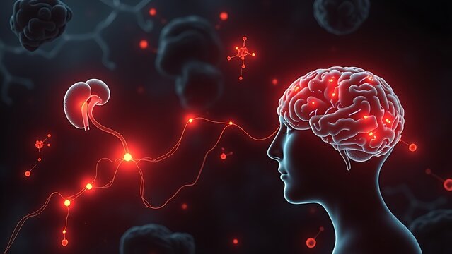 A human head exploding with chaotic wires, symbolizing sensory overload and mental strain.