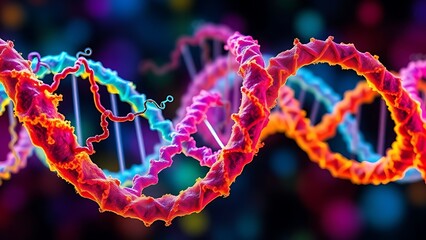 An abstract representation of metabolic pathways in vibrant colors, twisting like a double helix.