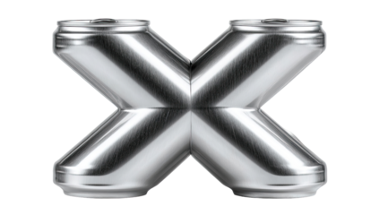 Metal "X" formed by two aluminum cans