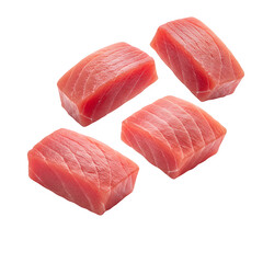 Levitation of sliced raw tuna meat stacked in the air, highlighting freshness and culinary skill for sushi presentations isolated on white or transparent background. PNG
