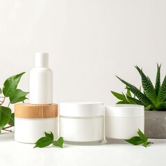 Skincare products with plants