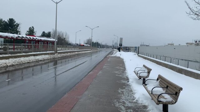 A scene of an OC -Transpo  Ottawa Bus number 6 going to Rockcliffe during winter season. 