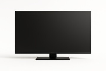 Flat panel LCD television mockup with ultra-thin profile on white background