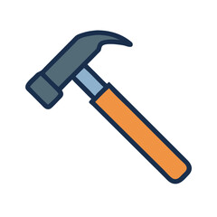 Vector art of a simple flat illustration of a hammer with an orange handle, isolated on a white background