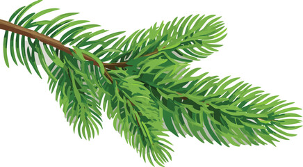 Isolated Pine Branch with Needles in Vector Style