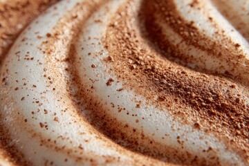 Creamy Coffee Topping with Cocoa Powder Swirls and Texture Details