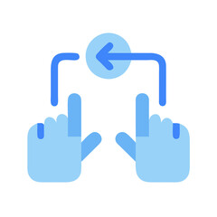 Obraz premium Vector art of two blue hands performing a left swipe gesture on a digital interface, isolated on a white background