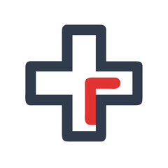 Obraz premium Vector art of a stylized medical cross symbol with a red accent, representing healthcare and wellness