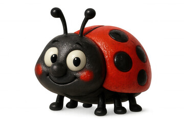 Obraz premium 3d rendering of a friendly ladybug with big eyes and rosy cheeks, isolated on a transparent background