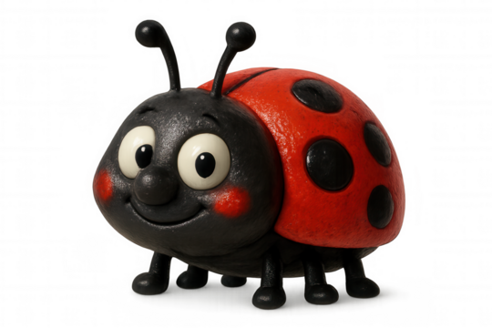 3d rendering of a friendly ladybug with big eyes and rosy cheeks, isolated on a transparent background