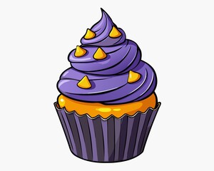 Whimsical Purple Cupcake with Yellow Sprinkles Perfect for Halloween or Birthday Celebrations