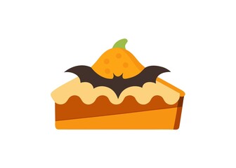 Halloween Pumpkin Pie Slice with Bat Decoration for Festive Holiday Treat