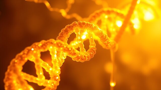 Glowing DNA helix intertwined with golden strands, symbolizing regenerative medicine breakthroughs.