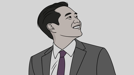 Smiling Professional Cartoon Illustration.