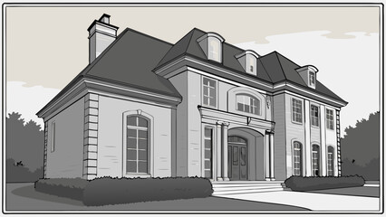 Luxury Estate Home Illustration.