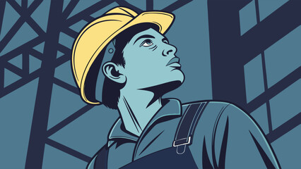 Dedicated Worker Looking Upward.