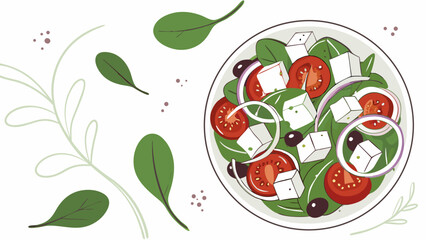 Salad Illustration with Fresh Ingredients.