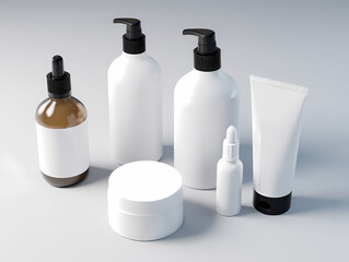 白無地ラベルの基礎化粧品パッケージ