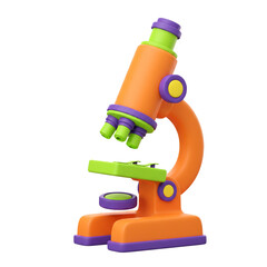 3d microscope cartoon style isolated on white background  
