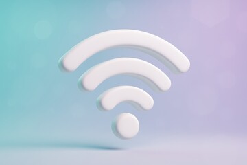 White wifi symbol is shown on a blue background