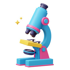 3d microscope cartoon style isolated on white background  
