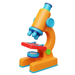 3d microscope cartoon style isolated on white background  
