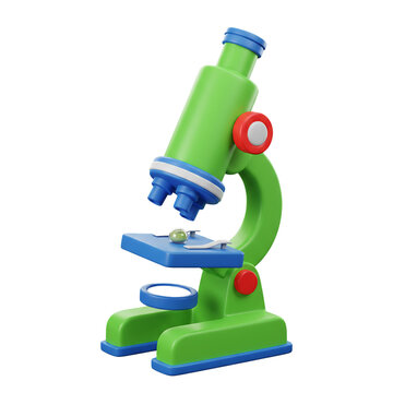 3d microscope cartoon style isolated on white background  
