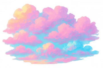 Candy colored clouds creating a dreamy and surreal atmosphere, perfect for fantasy or abstract projects with transparent background