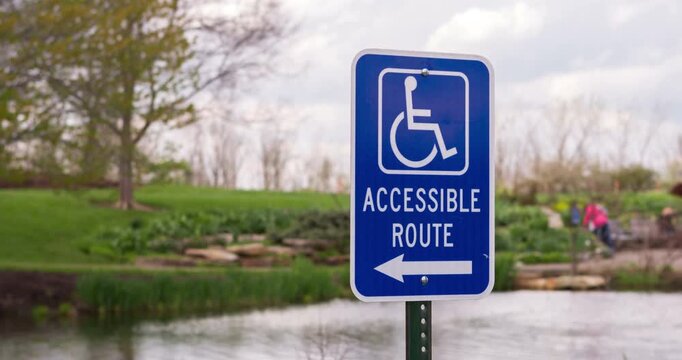Handicap accessible route sign at park 4k