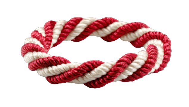 Red and white twisted rope circle - Powered by Adobe