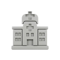 Fototapeta premium 3d hospital building icon isolated on white background 