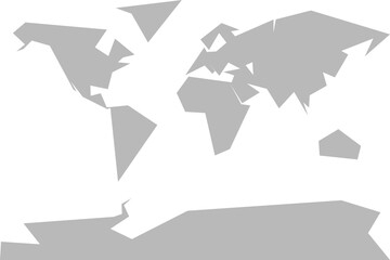 Simplified world vector map in artistic style with angular land outlines (Miller cylindrical projection, PPT-compatible & fully editable)