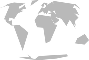 Simplified world vector map in artistic style with angular land outlines (Mollweide projection, PPT-compatible & fully editable)