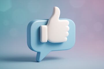 Fototapeta premium Blue and white thumbs up symbol is placed inside a blue