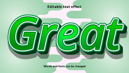 Green 3d text effect with the word "great," editable text effect