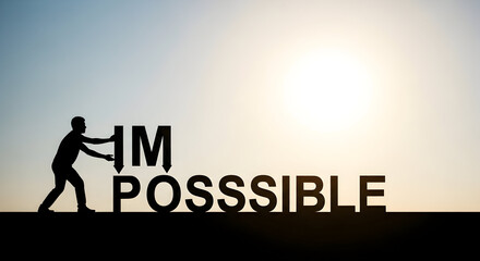 Turning impossible to possible concept motivation determination success goals achievement mindset 100
