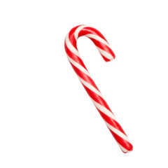 Festively striped candy cane symbolizing the joy of the holiday season and sweet treats perfect for christmas decorations and celebrations isolated on white or transparent background. PNG