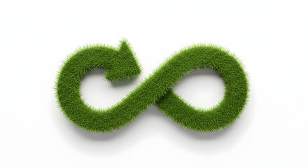 Eco friendly circular economy concept with green grass infinity loop for sustainable living