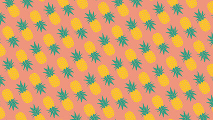 A fun and seamless pineapple pattern on a soft pink background. This tropical fruit vector is great for summer designs, fabric, or wallpaper