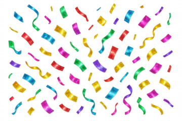 Vibrant confetti cascading on transparent backdrop, generating joyful festive mood for celebratory graphic elements