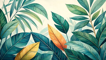 Tropical Leaf Pattern Background.