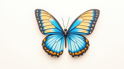 Obraz premium Blue butterfly isolated vivid colorful nature pattern. Insect with blue wings and vivid beauty. Colorful animal with isolated wings and natural pattern, macro beauty, bright detailed illustration,