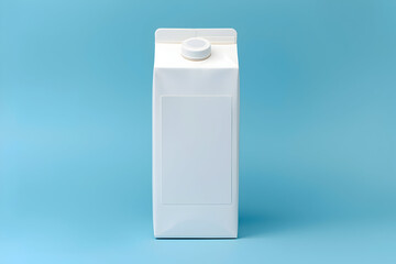Elegant white blank milk box for dairy product promotion against a serene light blue backdrop